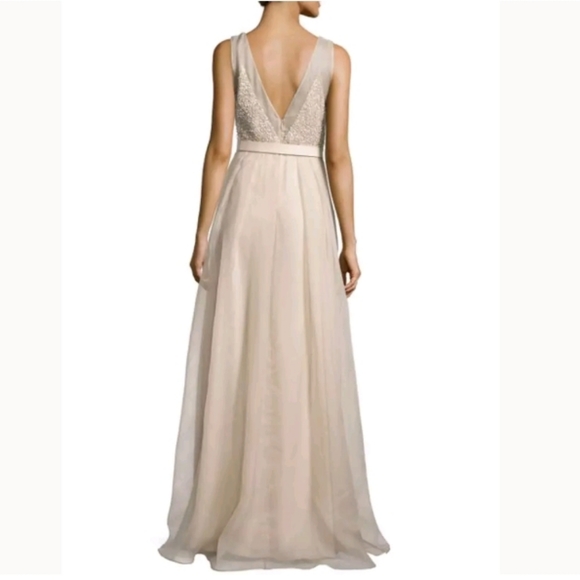Badgley Mischka Collection Gown Silk Taupe A-line - Picture 2 of 3